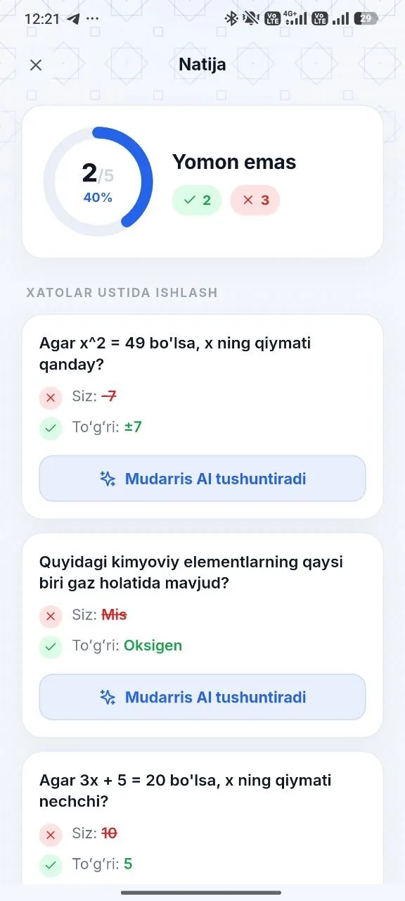Xatolar ustida AI ishlaydi