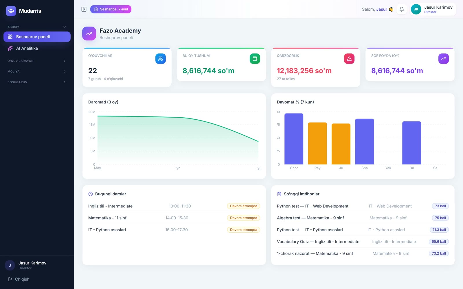 crm.mudarris.uz — jonli tur